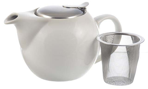 Infuser Teapot: 2 Cup Clipper Teapot - White, 500ml/17.6 fl. oz