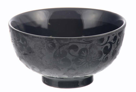 Glassware: Set of 4 Swirl Porcelain Bowls - Black, 11.5cm