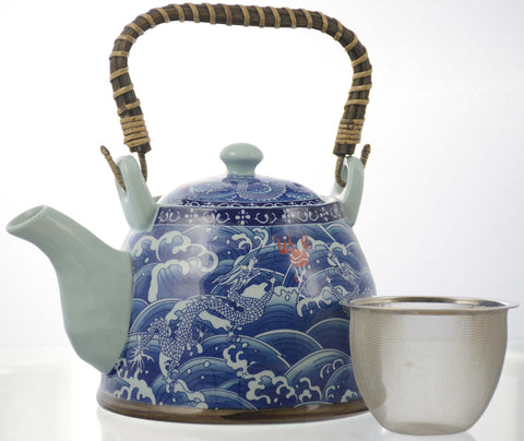 Tea Set: Porcelain Tea Pot With 6 Cup Set -  800ml/27 fl. oz