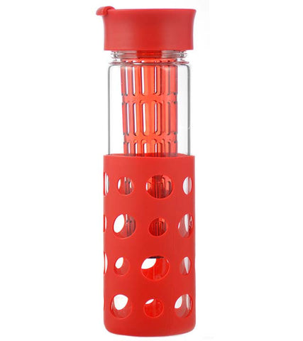 Glass Travel Water Infuser - Red, 500ml/17 fl. oz