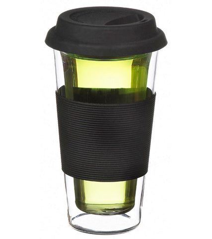 Glassware: GROSCHE Double Walled Glassen XL Travel Mug - Black, 425ml