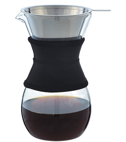 Coffee Dripper: GROSCHE Austin Pour Over Coffee Maker - Black Sleeve, permanent Stainless Steel filter, 600ml/20 fl. oz