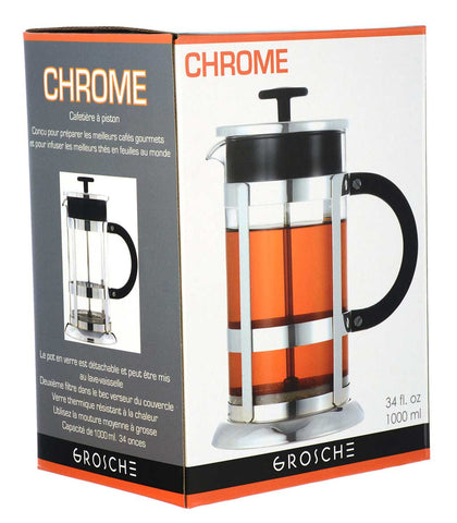 French Press: GROSCHE Chrome, available in 2 sizes, 3 cup and 8 cup