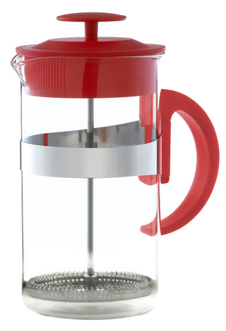 French Press & Milk Frother Set: GROSCHE Cafe Au Lait - Red, 1000ml/34 fl. oz