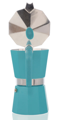 Espresso Coffee Maker Moka Pot: PEDRINI ITALY Polished Aluminium Stovetop Espresso Maker - Blue, available in 4 sizes