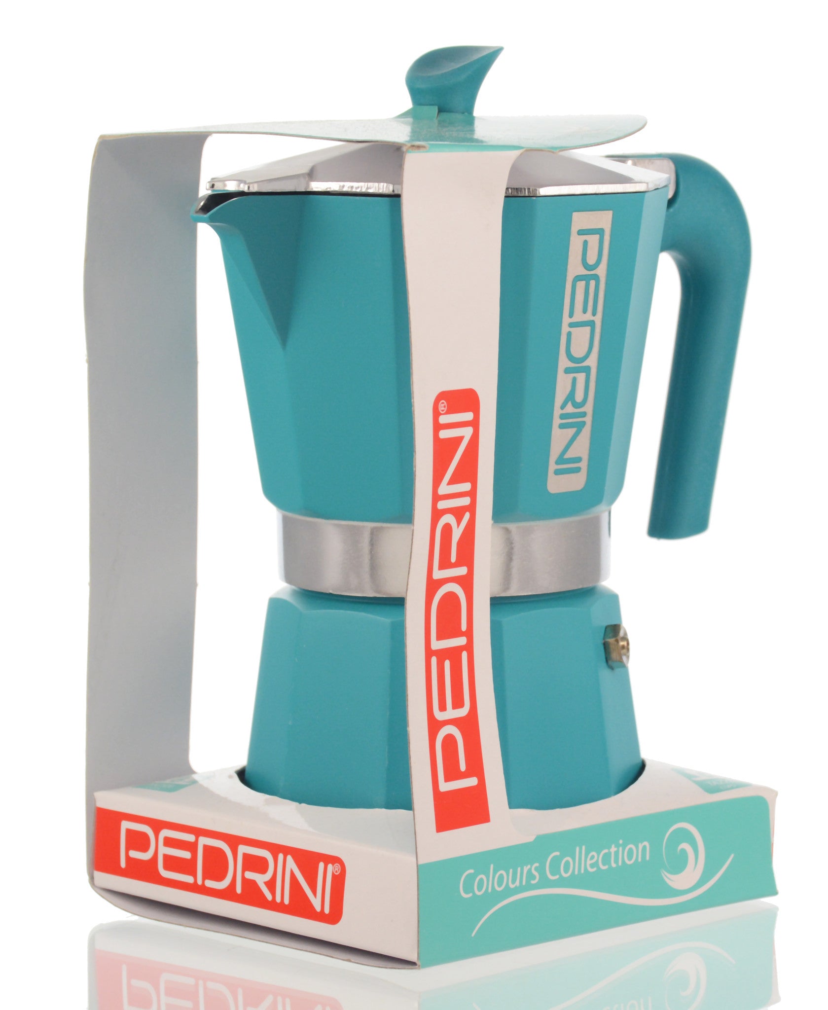 Pedrini Coffee Maker Polished Aluminium 9 Cups – Red – Adams