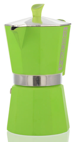 Espresso Coffee Maker Moka Pot: PEDRINI ITALY Polished Aluminium Stovetop Espresso Maker- Green, available in 4 sizes