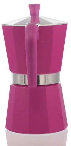 Espresso Coffee Maker Moka Pot: PEDRINI ITALY Polished Aluminium Stovetop Espresso Maker - Pink, available in 4 sizes