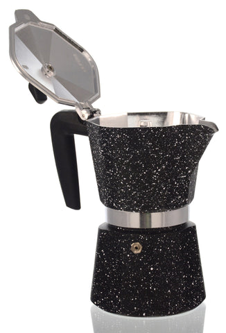 Espresso Coffee Maker Moka Pot: PEDRINI ITALY Sei Moka Polished Aluminium -Marble, available in 4 sizes