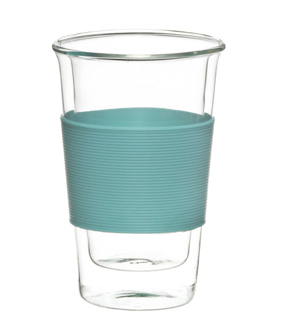 Glassware: GROSCHE Double Walled Glassen Travel Mug Without Lid - Blue, 350ml