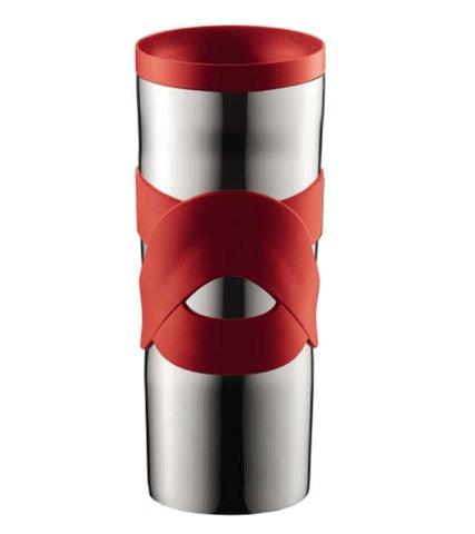 Travel Mug: BODUM Stainless Steel Vacuum Travel Mug: Red, 450ml/15 fl. oz