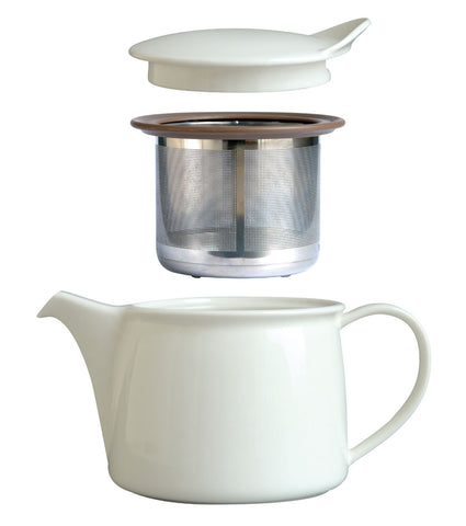 Infuser Teapot: KINTO Brim - White, available in 2 sizes