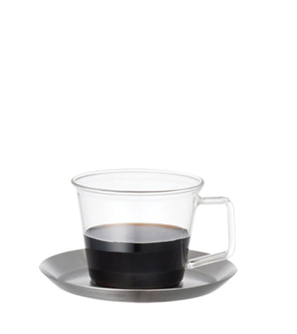 Glassware: KINTO Cast Coffee Cup & Stainless Steel Saucer - 220ml/7.4 fl. oz