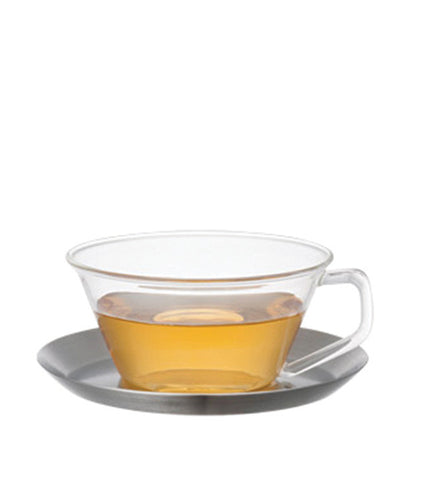 Glassware: KINTO Cast Tea Cup & Stainless Steal Saucer - 220ml/7.4 fl. oz