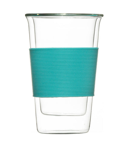 Glassware: GROSCHE Double Walled Glassen Travel Mug Without Lid - Blue, 350ml