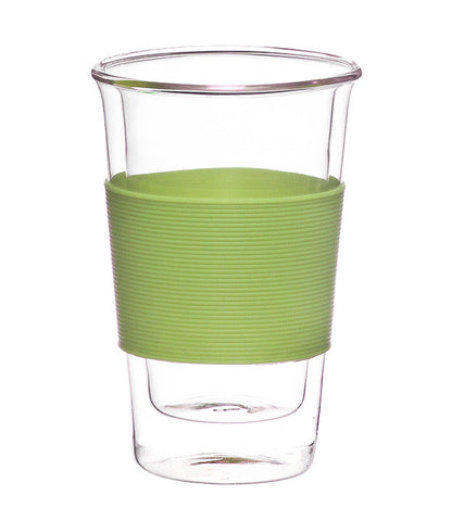 Glassware: GROSCHE Double Walled Glassen Travel Mug Without Lid - Green, 350ml