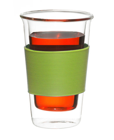 Glassware: GROSCHE Double Walled Glassen Travel Mug Without Lid - Green, 350ml