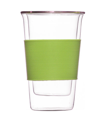 Glassware: GROSCHE Double Walled Glassen Travel Mug Without Lid - Green, 350ml