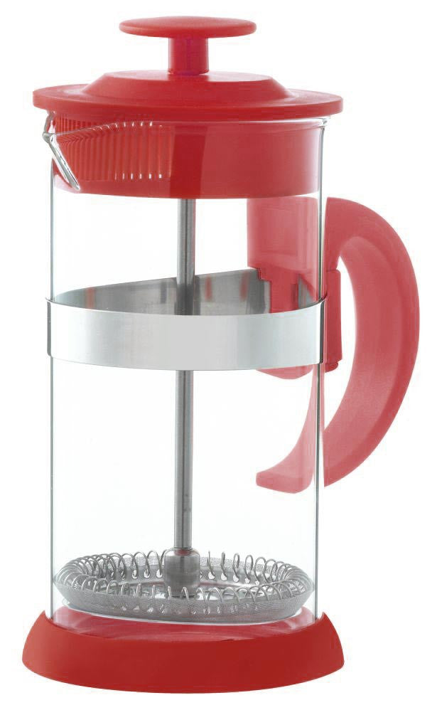 French Press & Milk Frother Set: GROSCHE Cafe Au Lait - Red, 1000ml/34