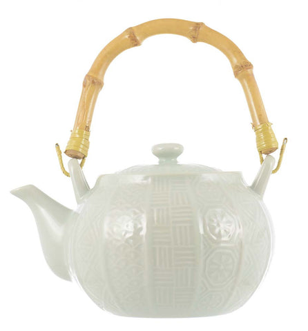 Tea Set: Jade Porcelain Tea Pot With 5 Cup Set -  900ml/30.4 fl. oz