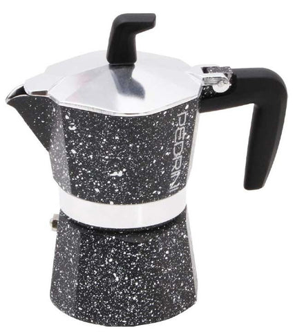 Espresso Coffee Maker Moka Pot: PEDRINI ITALY Sei Moka Polished Aluminium -Marble, available in 4 sizes