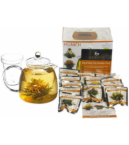 Gift Pack: Munich Teapot With Infuser & Blooming Tea 12 Pack