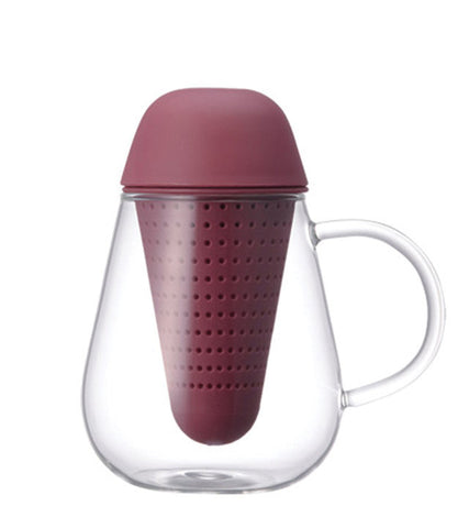 Infuser Tea Mug: KINTO Pengy - Wine Red, 400ml/13.6 fl. oz