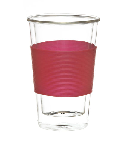 Glassware: GROSCHE Double Walled Glassen Travel Mug Without Lid - Red, 350ml