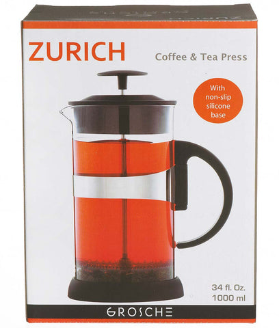 French Press: GROSCHE Zurich - Black, available in 2 sizes, 8 cup and 3 cup