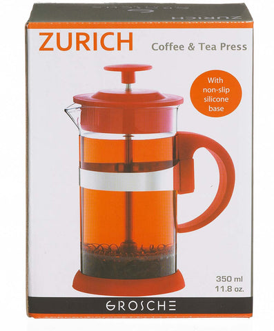 French Press: GROSCHE Zurich - Red,  available in 2 sizes, 8 cup and 3 cup